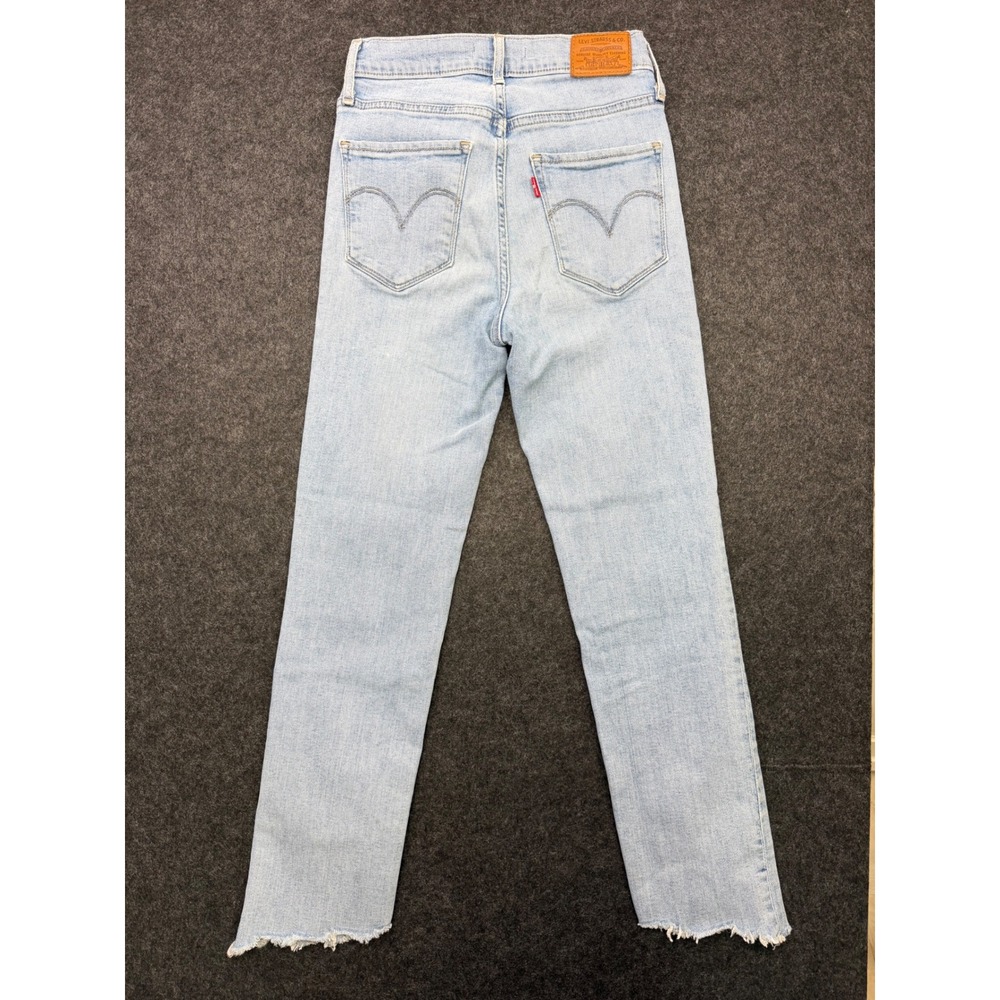 Levis Premium 724 High Rise Straight Jeans Light Wash Raw Hem Size 24 Womens - Picture 2 of 10